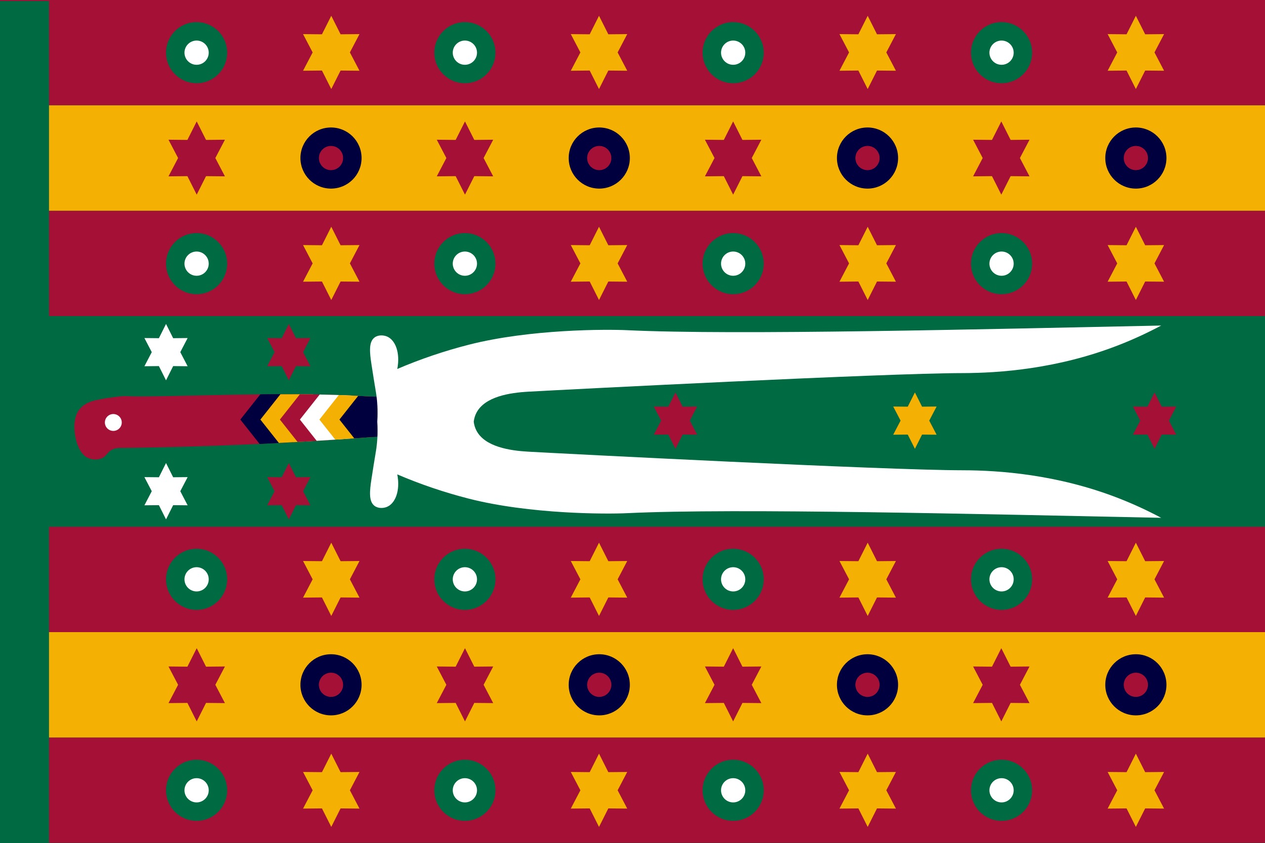 Red, white and green striped flag of the bey of tunisia