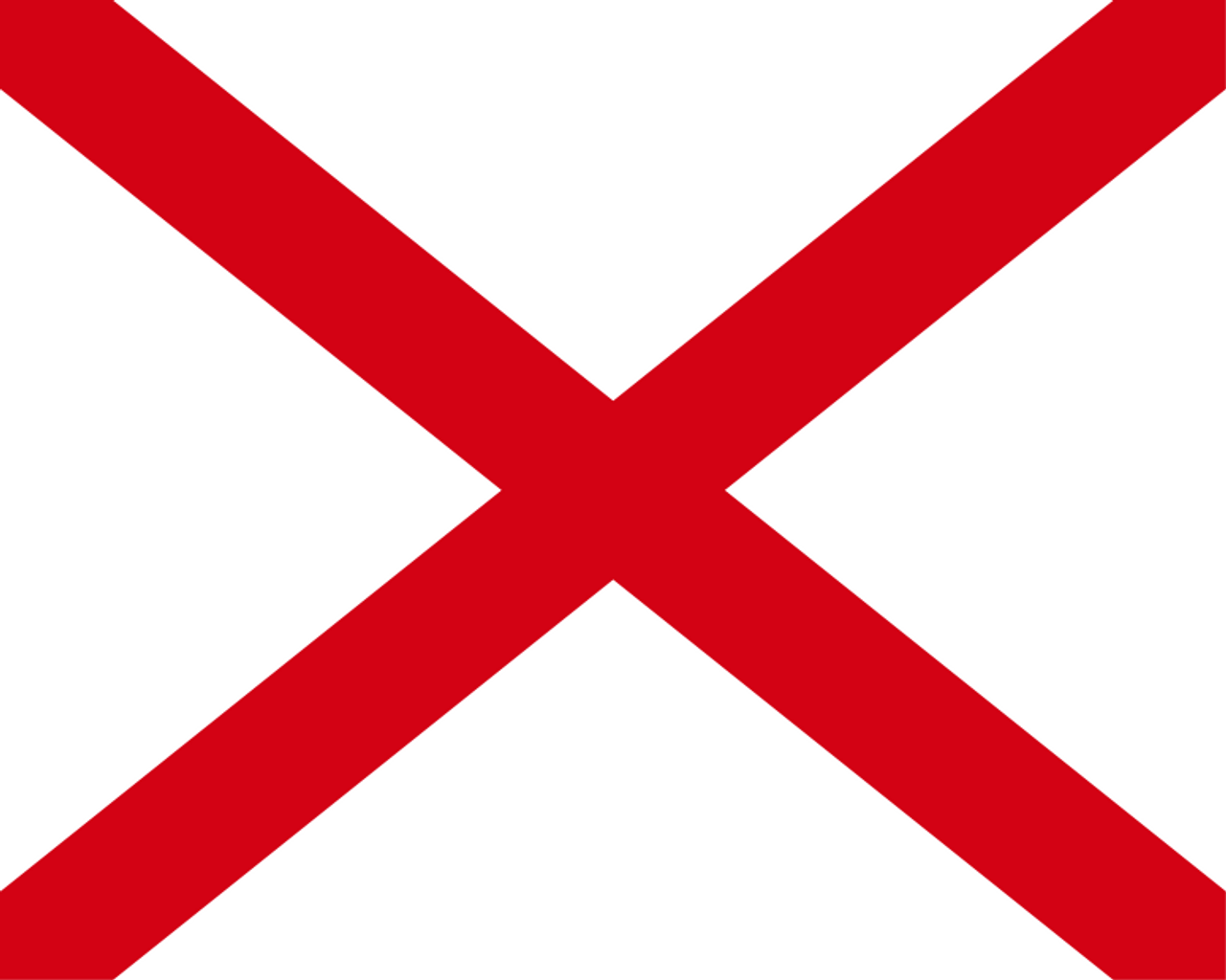 Red and white V for Victor Naval flag